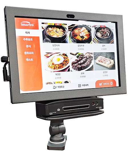 테이블오더 태블릿과 거치대 사진